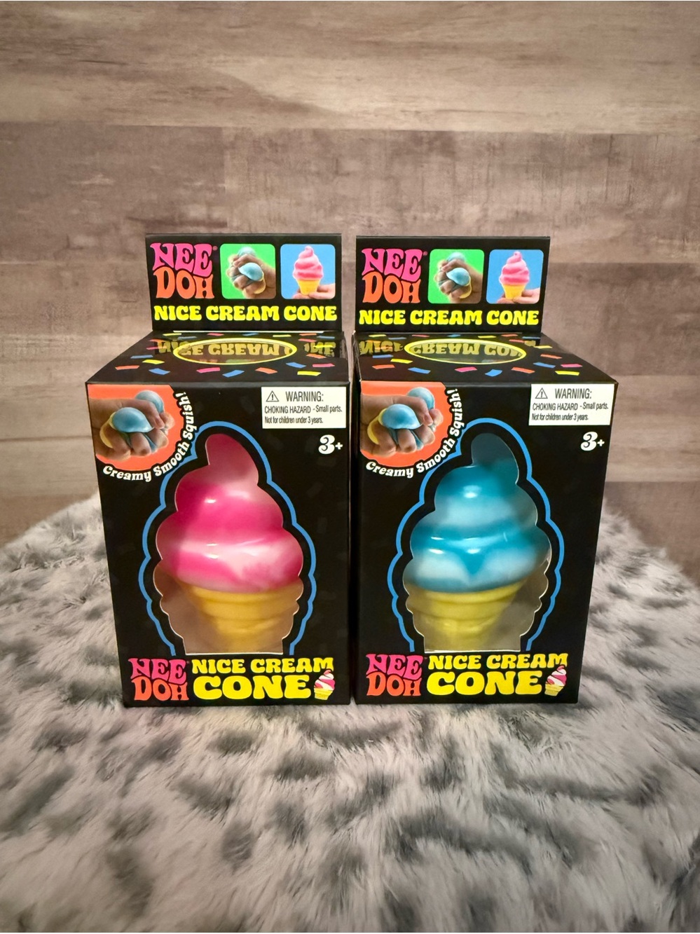 NeeDoh Nice Cream Cone Squishy Toy - Pink & Blue